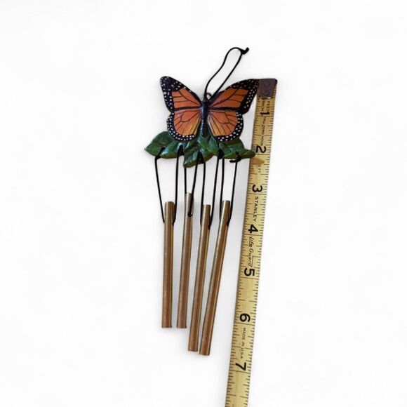 VTG Small Monarch Butterfly Wind Chime Black Orange Garden Decor Cottagecore - Picture 7 of 7